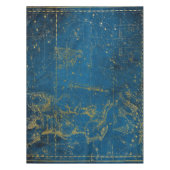 ヴィンテージ図解入りの、写真付きの・ミッド・ブルー&金ゴールド・スター・マップ テーブルクロス (正面)