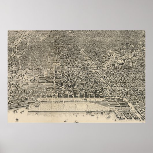 ヴィンテージ図鑑シカゴの地図(1916) ポスター (正面)