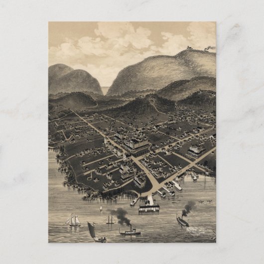 ヴィンテージ図鑑バー港の地図(1886) ポストカード (正面)