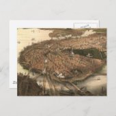 ヴィンテージ図鑑ボストンの地図(1877) ポストカード (正面/裏面)