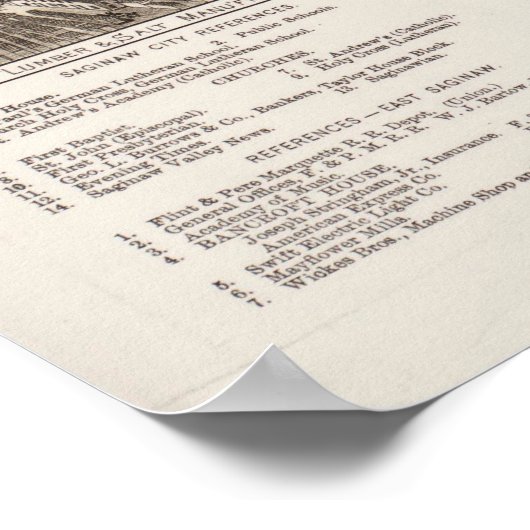 ヴィンテージ図鑑ミシガン州サギノーの地図(1885) ポスター (角)