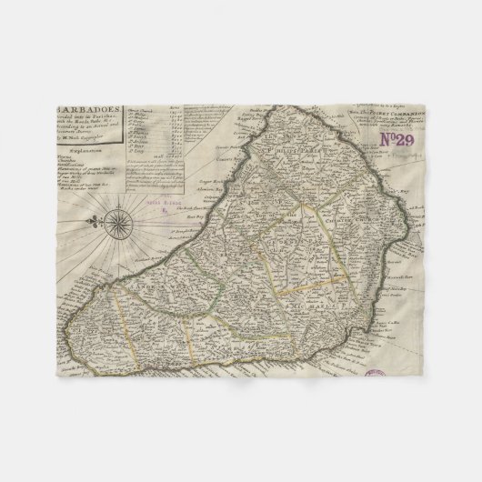 ヴィンテージ図(1736年) フリースブランケット (正面(横))