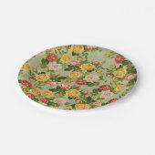 ヴィンテージ国かわいらしフローラガーリーバラパターン ペーパープレート (アングル)