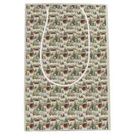 ヴィンテージ国のクリスマスシーン ミディアムペーパーバッグ