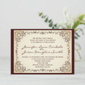 ヴィンテージ国のスクロールフレーム結婚式招待状 招待状 (スタンド正面)