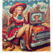 ヴィンテージ国のピンアップイラストレーション シャワーカーテン (正面)