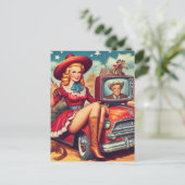 ヴィンテージ国のピンアップイラストレーション ポストカード (スタンド正面)