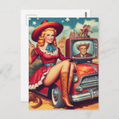 ヴィンテージ国のピンアップイラストレーション ポストカード (正面/裏面)