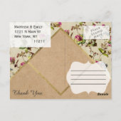 ヴィンテージ国のフローラと金ゴールドのトリムリサイクル紙 ポストカード (裏面)