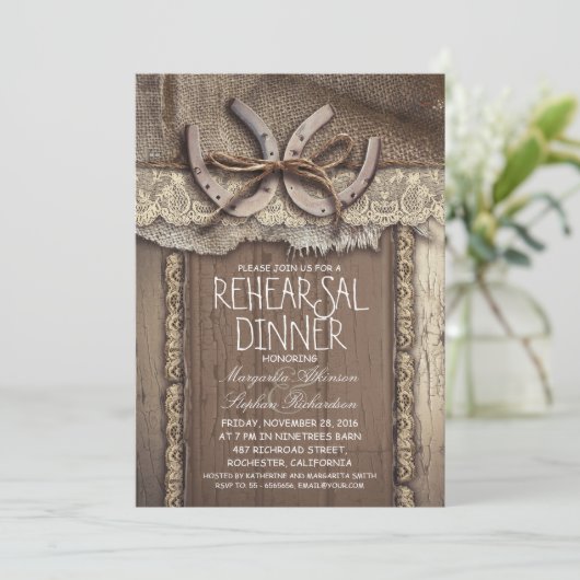 ヴィンテージ国のリハーサルディナー招待状 招待状 (スタンド正面)