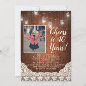 ヴィンテージ国の応援40誕生日パーティーの写真 招待状 (正面)