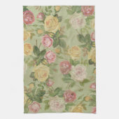 ヴィンテージ国の風化フローラ キッチンタオル (縦)