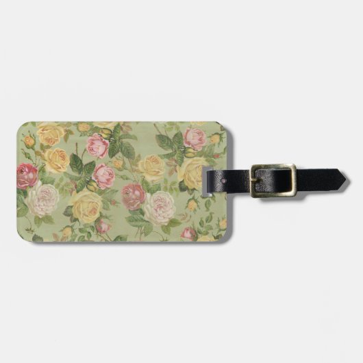 ヴィンテージ国の風化フローラ ラゲッジタグ (正面横)