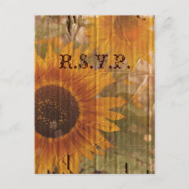 ヴィンテージ国ひまわり結婚の対応RSVP インビテーションポストカード