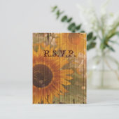 ヴィンテージ国ひまわり結婚の対応RSVP インビテーションポストカード (スタンド正面)