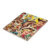 ヴィンテージ国シームレスイラストレーション タイル (側面)