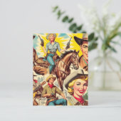 ヴィンテージ国シームレスイラストレーション ポストカード (スタンド正面)