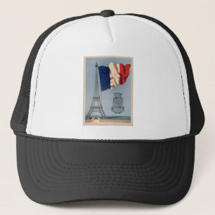 ヴィンテージ国フランスの旗・エッフェルタワー キャップ