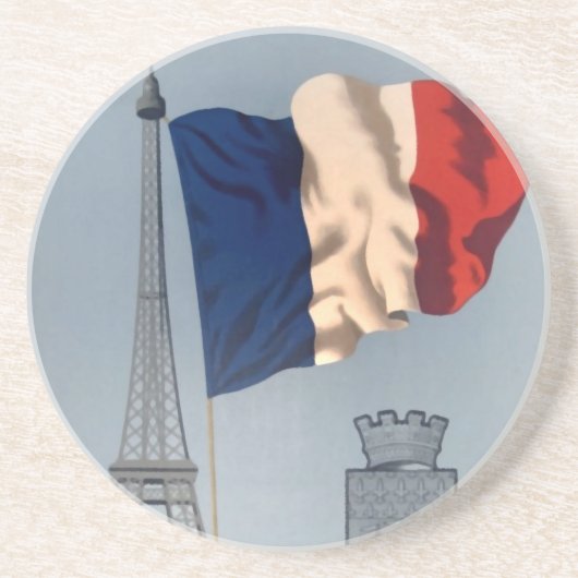ヴィンテージ国フランスの旗・エッフェルタワー コースター (正面)