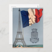 ヴィンテージ国フランスの旗・エッフェルタワー シーズンポストカード (正面/裏面)