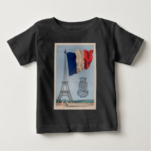 ヴィンテージ国フランスの旗・エッフェルタワー ベビーTシャツ