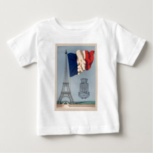 ヴィンテージ国フランスの旗・エッフェルタワー ベビーTシャツ