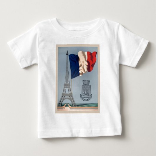 ヴィンテージ国フランスの旗・エッフェルタワー ベビーTシャツ (正面)