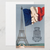 ヴィンテージ国フランスの旗・エッフェルタワー 便箋 (正面/裏面)