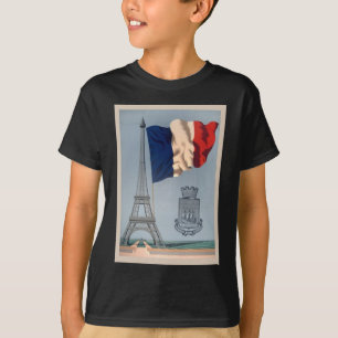 ヴィンテージ国フランスの旗・エッフェルタワー Tシャツ