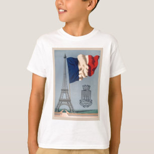 ヴィンテージ国フランスの旗・エッフェルタワー Tシャツ