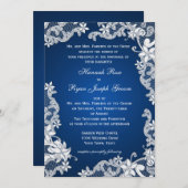 ヴィンテージ国フローラデザインブルー 招待状 (正面/裏面)