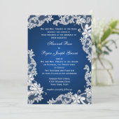 ヴィンテージ国フローラデザインブルー 招待状 (スタンド正面)