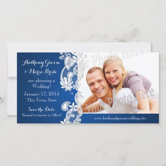 ヴィンテージ国フローラデザイン日付の写真の保存 セーブザデート (正面)