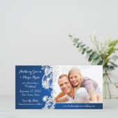 ヴィンテージ国フローラデザイン日付の写真の保存 セーブザデート (スタンド正面)