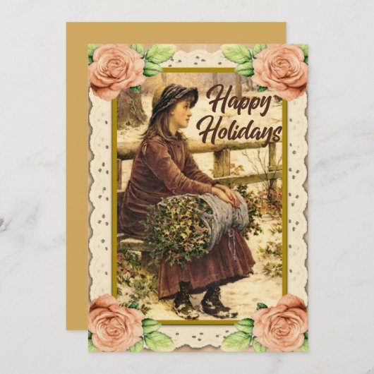 ヴィンテージ国側ハッピーホリデーズグリーティングカード シーズンカード (正面/裏面)
