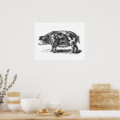 ヴィンテージ国内豚イラストレーション- 1800の豚 ポスター (キッチン)