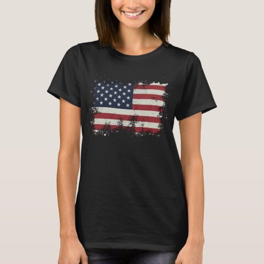 ヴィンテージ国動揺して国国旗7月4日 Tシャツ (正面)