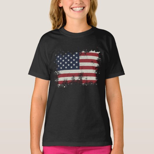 ヴィンテージ国動揺して国国旗7月4日 Tシャツ (正面)