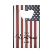 ヴィンテージ国旗とカスタム名 クレジットカード栓抜き (正面)