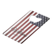 ヴィンテージ国旗とカスタム名 クレジットカード栓抜き (裏面アングル)