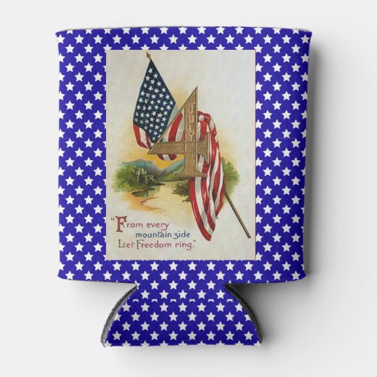 ヴィンテージ国旗の愛国国旗の星とストライプ 缶クーラー (正面)