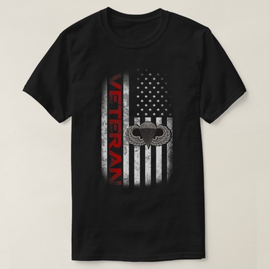 ヴィンテージ国旗の米国空挺師団 Tシャツ (デザイン正面)