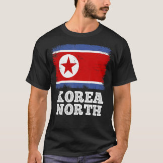 ヴィンテージ国旗の韓国北国レトロ国旗の北 Tシャツ