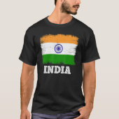ヴィンテージ国旗インド国レトロ国旗インディアン Tシャツ (正面)
