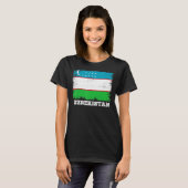 ヴィンテージ国旗ウズベキスタン国レトロ国旗 Tシャツ (正面フル)