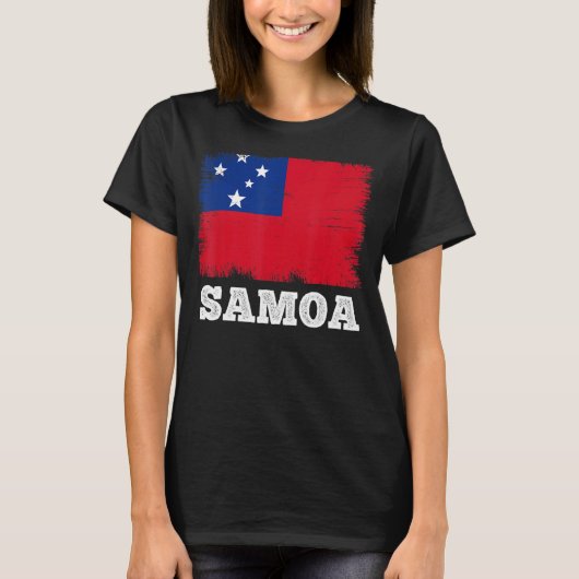 ヴィンテージ国旗サモア国レトロ国旗サモア Tシャツ (正面)