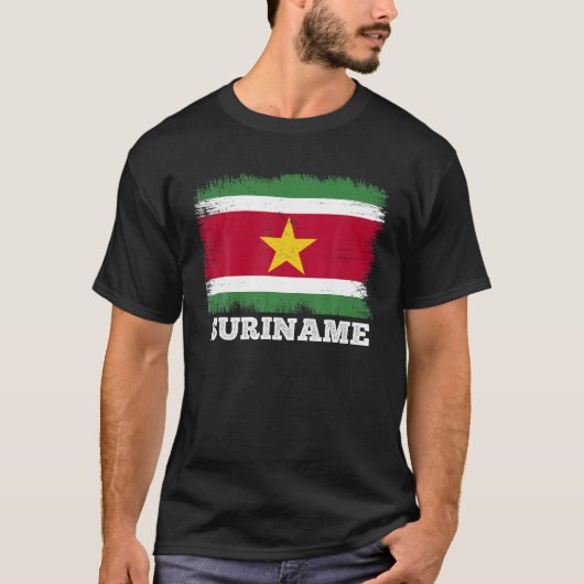 ヴィンテージ国旗スリナム、レトロ国旗 Tシャツ (正面)