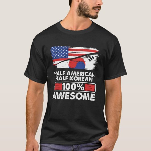 ヴィンテージ国旗ハーフアメリカン半韓根100 A Tシャツ (正面)