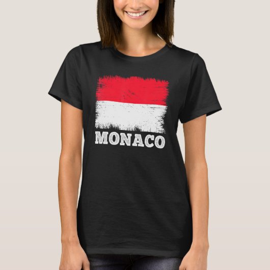 ヴィンテージ国旗モナコカントリーレトロ国旗モナカン Tシャツ (正面)