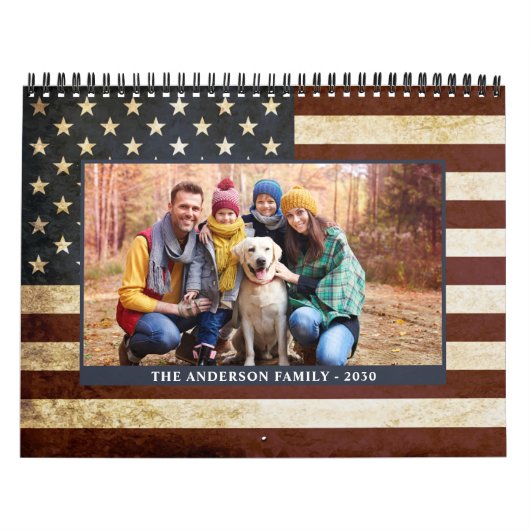ヴィンテージ国旗愛国家族写真 カレンダー (カバー)